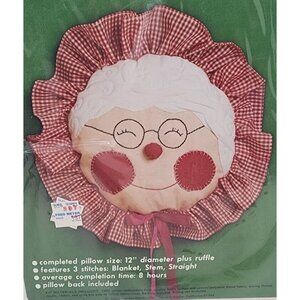 Vintage Hazels Needlework Applique Embroidery Christmas Mrs Santa Pillow Kit 12"